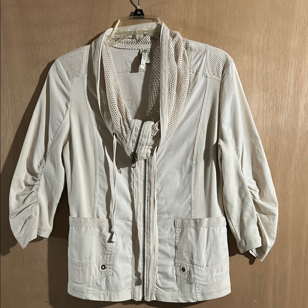 XCVI Cream Utility Jacket Relaxed Fit 3/4 Sleeves